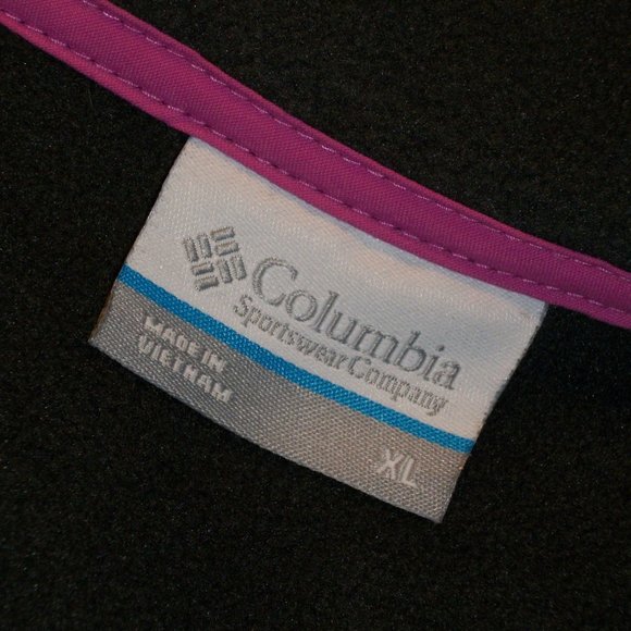 SOLD! COLUMBIA XL Gray Fleece Zip Jacket Pink Trim - Picture 5 of 6